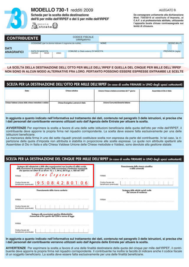 Esempio di compilazione del modello 730 per la dichiarazione dei redditi